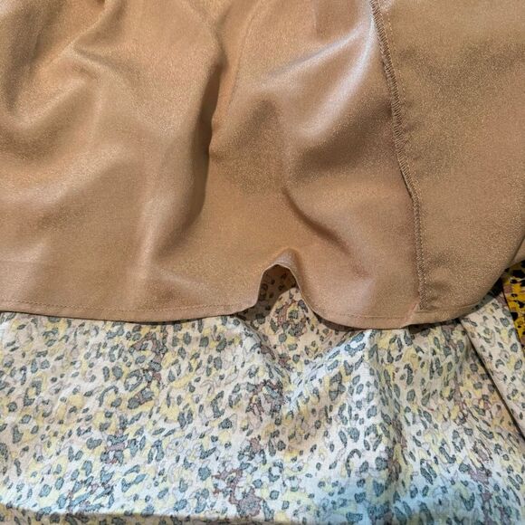 WAYF Plaza Cutout Tiered Maxi Dress Puff Sleeve Animal Cheetah Brown Color Small - Picture 9 of 13